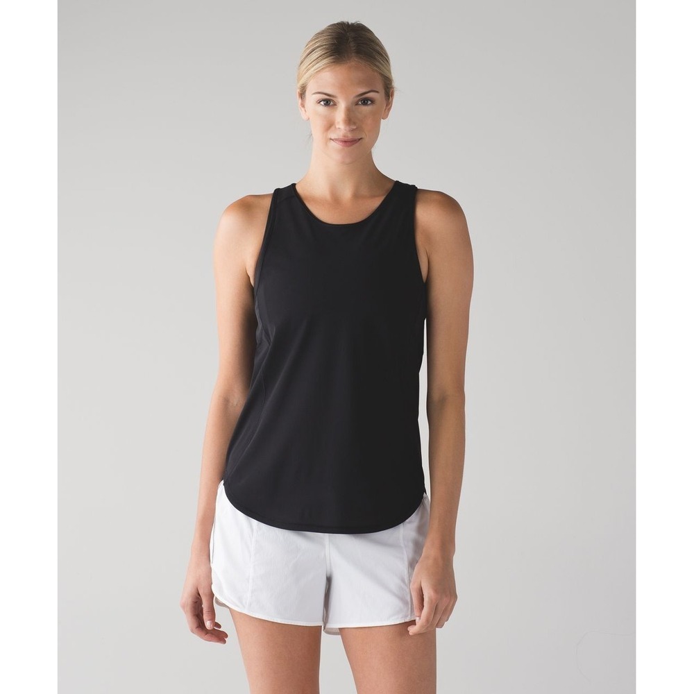 Lululemon Sculpt Tank II Top Size 2 Black Mesh Athleisure Activewear Gym Workout